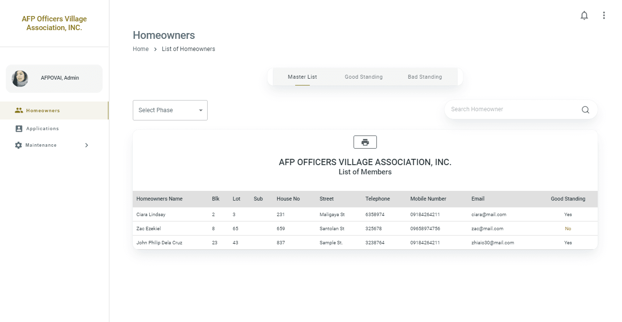 AFP Officers Village Association
