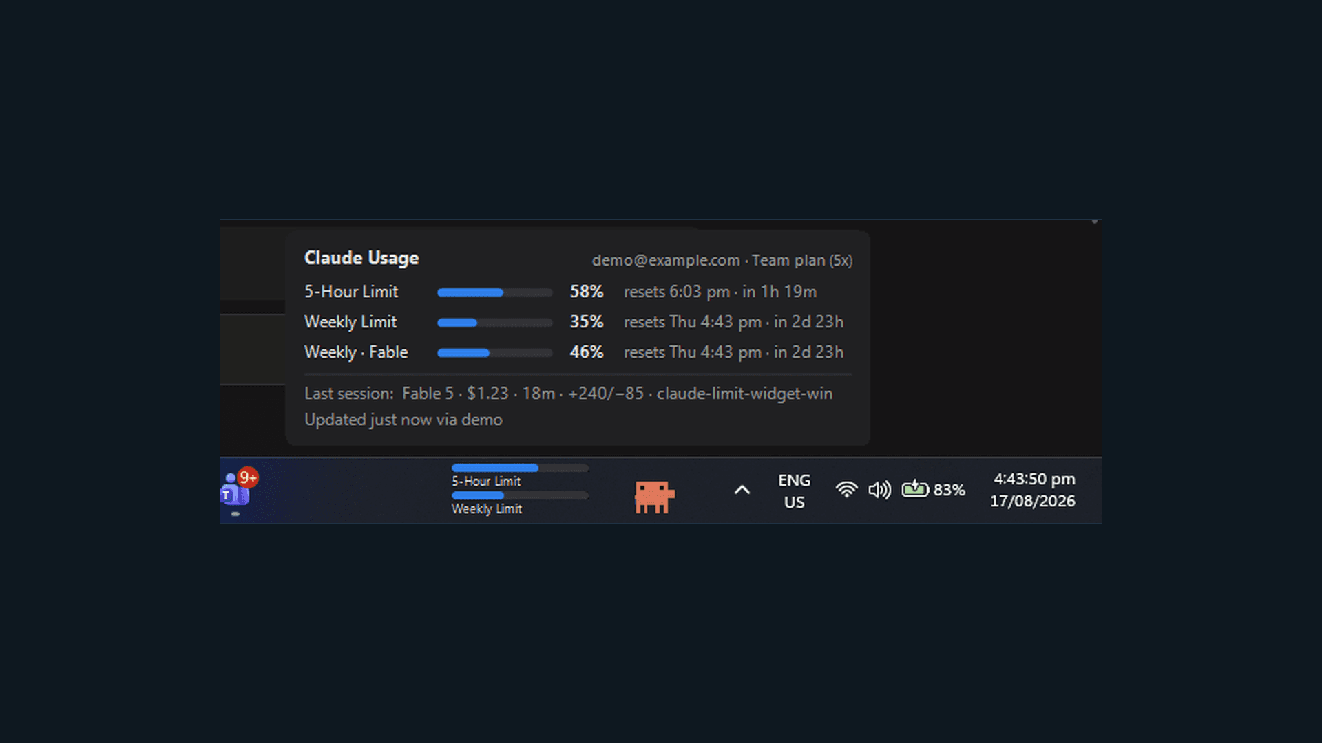 Claude Limit Widget